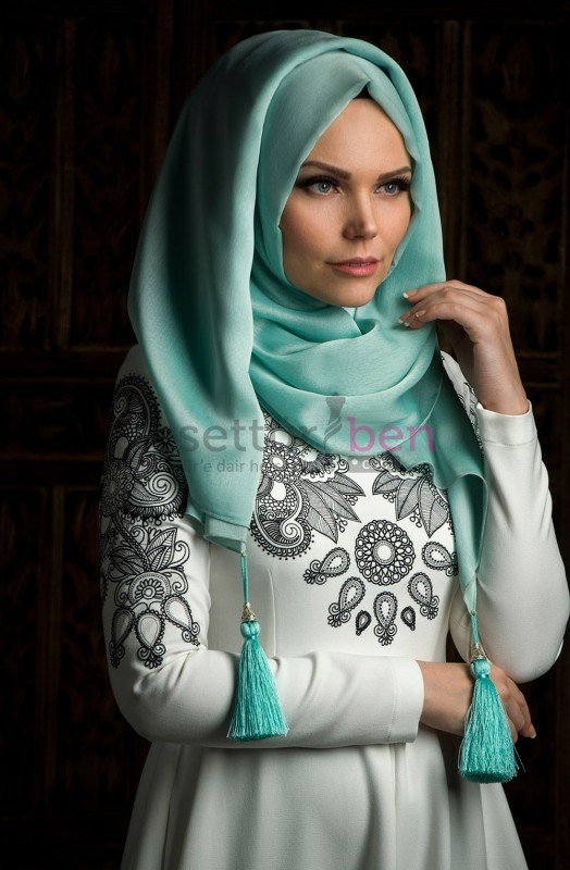 Muslima Wear Püsküllü Şal Mint