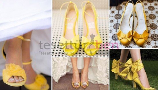 Renkli Gelin Ayakkabısı Modelleri Sarı