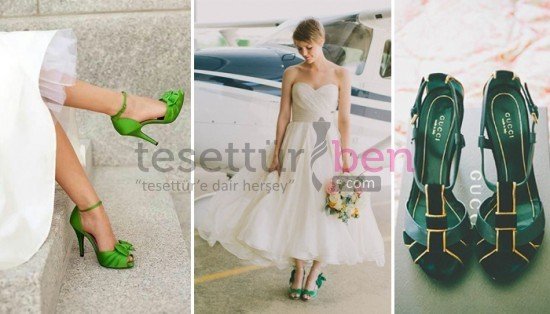Renkli Gelin Ayakkabısı Modelleri Yeşil