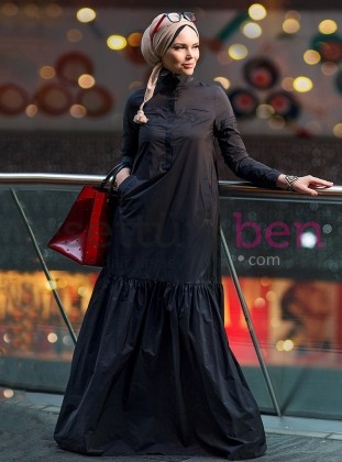 Oxford Abiye Elbise Siyah Muslima Wear