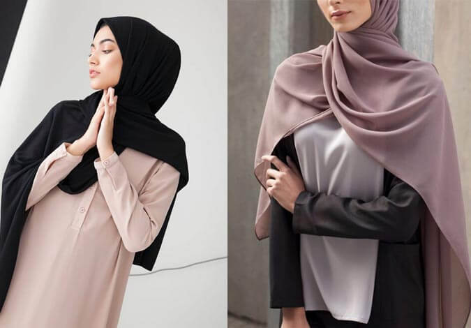 İnayah Black-Rayon Blend Jersey Hijab Başörtülü Eşarp